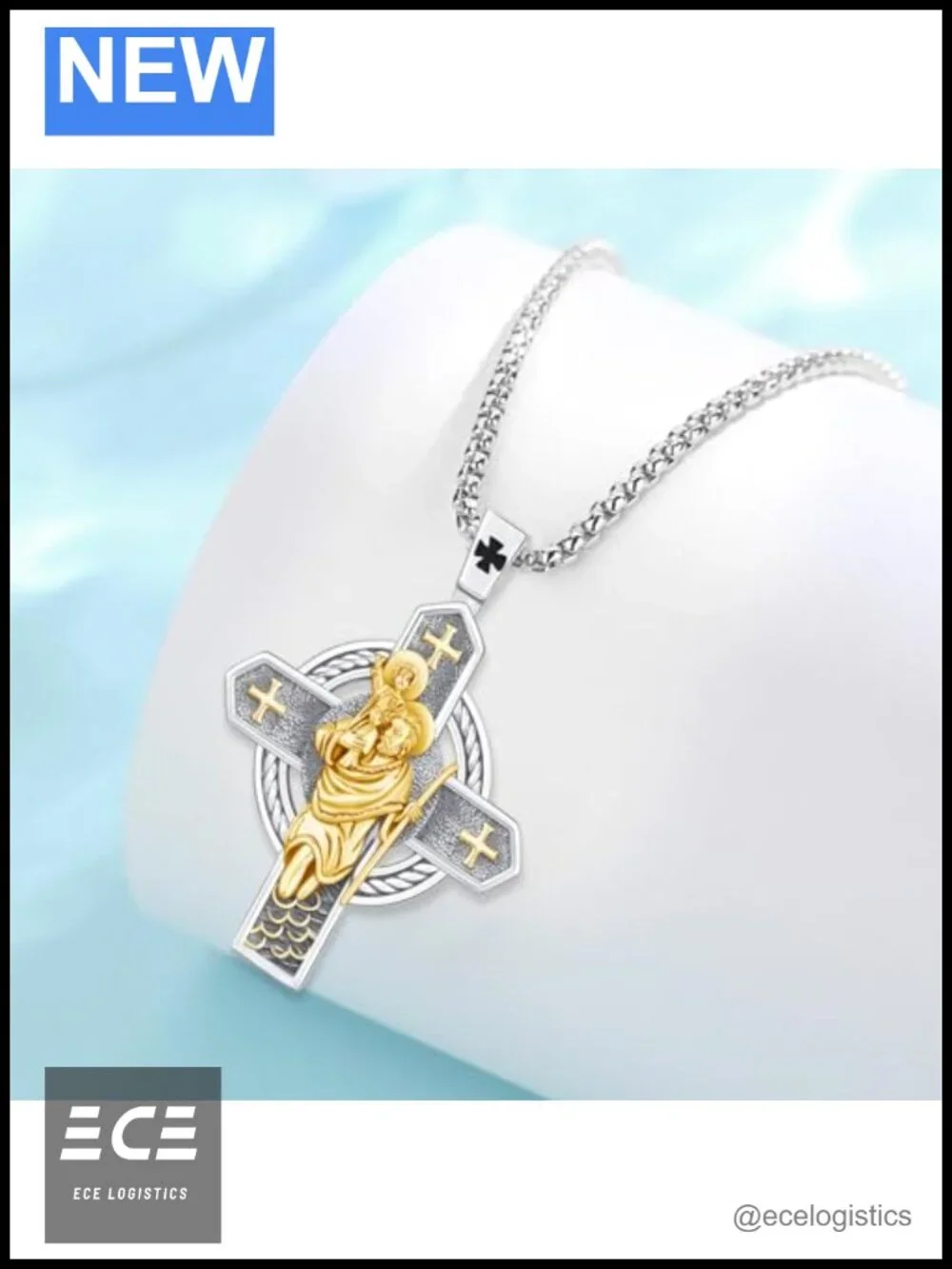925 Sterling Silver St Christopher Medal Necklace Religious Jewelry Gift